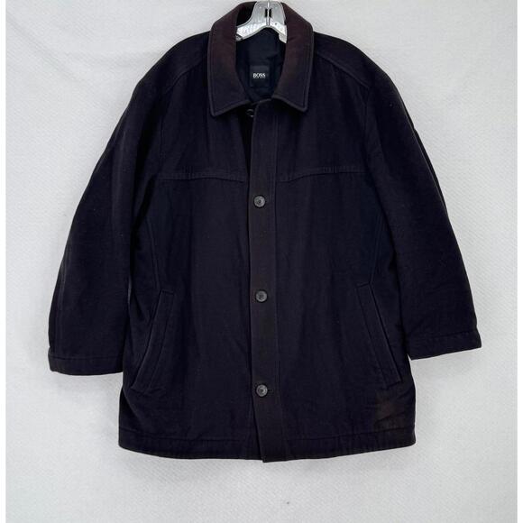 Hugo Boss Mens Brown Cashmere Wool Blend Heavyweight Button Up Workshirt